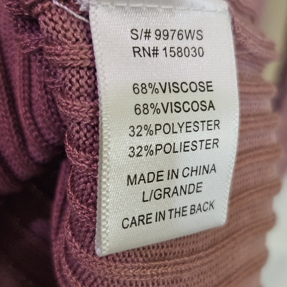 LOVE TREE Pink Mauve Ribbed, Collared Long Sleeve Dress, Size Large - Picture 15 of 16